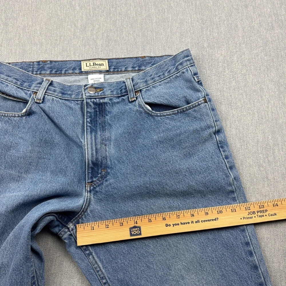 LL‎ Bean Jeans Mens 35x29 Blue Denim Classic Fit Pockets Cotton Zip Fly Casual